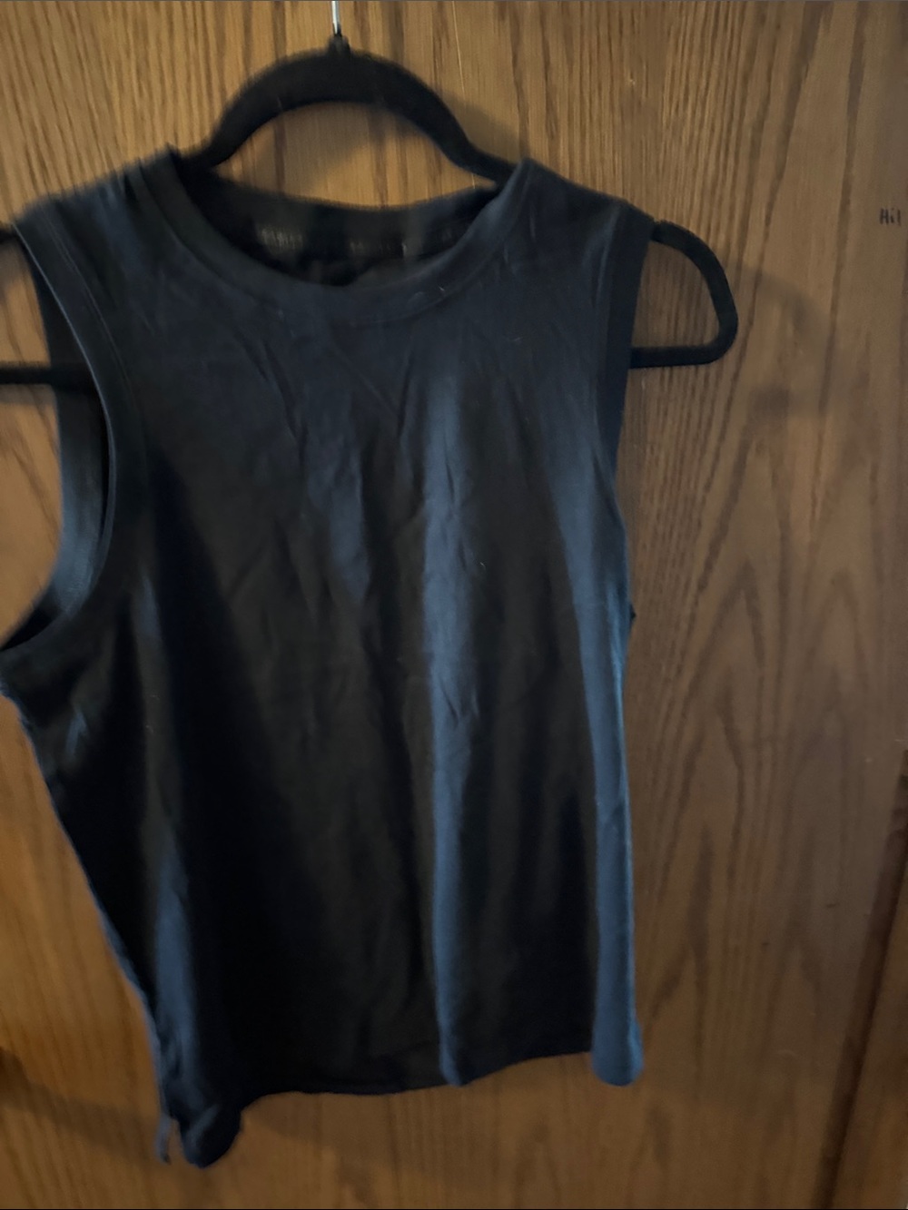 Fabletics Black Ribbed Crewneck Tank Top